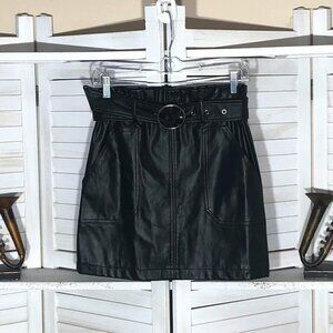 Papaya Black Vegan Leather Mini Skirt Y2K Size Small